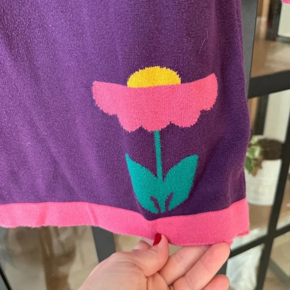 Hanna Andersson sweater dress long sleeve knit flower plum girls striped - Picture 3 of 4